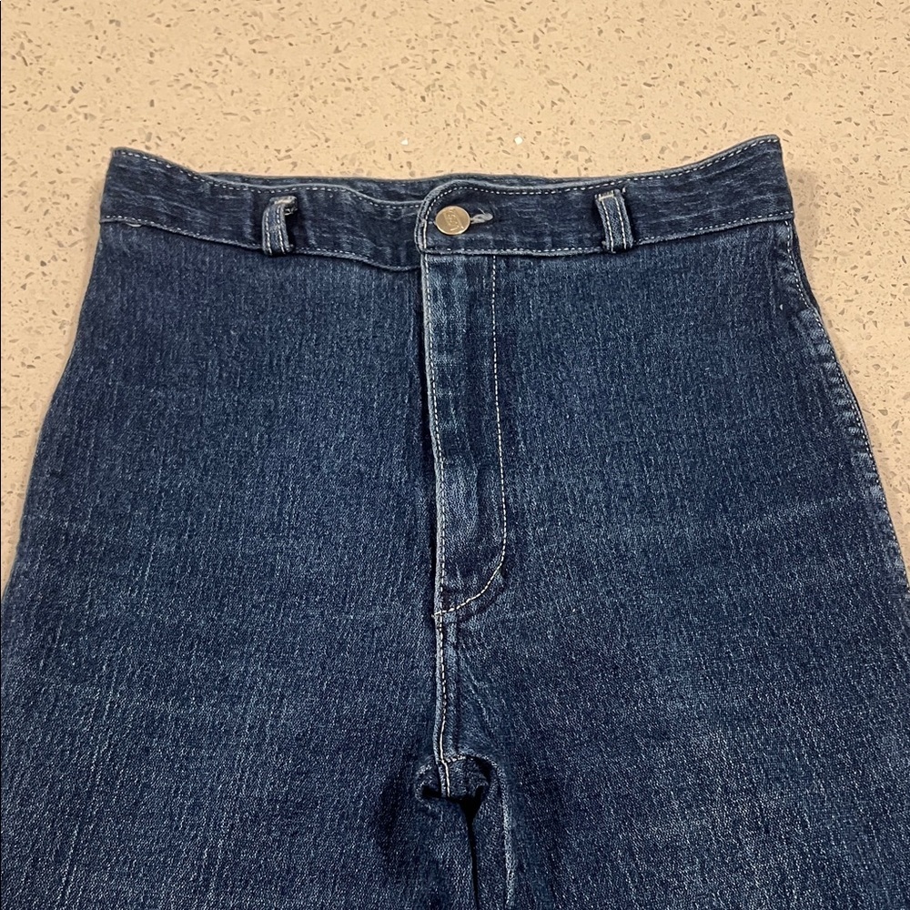 Vintage 1970s VISA Cotton Super High Rise Straight Leg Blue Denim Jeans Size 26 - Picture 4 of 12